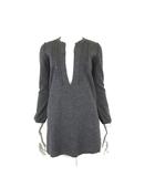 マカフィー MACPHEE トゥモローランド チュニック メルトン ウール 深Vネック 長袖 M 1 ダークグレー