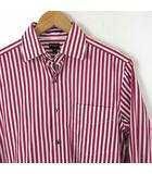 ポールスミス PAUL SMITH シャツ ドレスシャツ コットン 長袖 ストライプ柄 M 赤 レッド 白 ホワイト 国内正規品