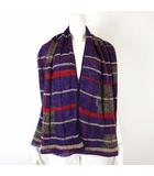 エムアンドキョウコ M.&KYOKO ストール マフラー ショール モヘア アルパカ ウール 総柄 紫色 パープル 赤 グレー アレンジボタン付