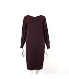 ユニクロ UNIQLO メリノ ブレンド Vネック ワンピース ニット ウール ドロップショルダー 長袖 S ボルドー