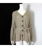 セポ CEPO カーディガン ニット Vネック ウエストリボン 長袖 M ブラウンベージュ