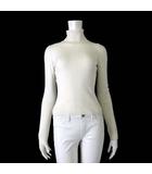 ランバンオンブルー LANVIN en Bleu ニット セーター ウール リブニット タートルネック 長袖 サムホール付 M 38 アイボリー オフ白