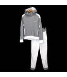 ダブルスタンダードクロージング ダブスタ DOUBLE STANDARD CLOTHING ESSENTIAL スウエット 上下 セットアップ パーカー フーディ プルオーバー パンツ ジョガーパンツ S 36 グレー 白 ホワイト ナイロン スウエット ドッキング