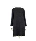 リヴドロワ RIVE DROITE ワンピース ジャージー ラメ ニット 切替 ウール ストレッチ ひざ丈 ドロップショルダー 長袖 M 黒 ブラック ゴールド