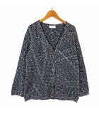 ギラロッシュ Guy Laroche カーディガン ニット 総柄 厚手 ウール Vネック 長袖 L 40 杢グレー