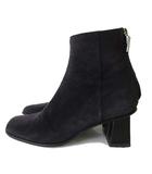 エスカーダ ESCADA ブーツ ショートブーツ ブーティ バックジップ 本革 スエード レザー スクエアヒール 38 黒 ブラック 24.0cm くつ 靴 シューズ