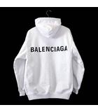 バレンシアガ BALENCIAGA バックロゴ パーカー フーディ プルオーバー フードパーカ スウエット XS 白 ホワイト 国内正規品