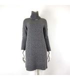 ケーティー キヨコ タカセ  K.T KIYOKO TAKASE ニット セーター チュニック ウール 長袖 ケーブルニット ネックウォーマー付 M 9 グレー インナーペチコート