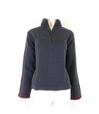 アルマーニ ジーンズ ARMANI JEANS ニット セーター ウール 羊毛 長袖 ハーフジップ ロゴ 刺繍 M チャコールグレー 赤 国内正規品