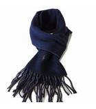 ポロ ラルフローレン POLO RALPH LAUREN イタリア製 マフラー フリンジマフラー ウール ポニー ロゴ 刺繍 紺 ネイビー ダークグレー 美品