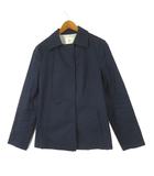 クミキョク 組曲 KUMIKYOKU コート ショート丈 裏ボーダー柄 ウエストベルト コットン ストレッチ L 3 紺 ネイビー