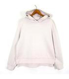 ジーユー GU ダブルフェイス スリット パーカ スウェット フード ストレッチ ドロップショルダー 長袖 S ベビーピンク