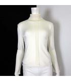 キース KEITH ニット カットソー 畦編み ケーブル編み 切替 タートルネック シームデザイン ウール コットン 長袖 M 38 オフ白 アイボリー