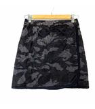 フィラ FILA ゴルフ GOLF スカート 中綿 キルティング ラップ風 迷彩 カモフラ柄 ロゴ 裏フリース パイピング ひざ丈 防風 M グレー 黒 ブラック カーキ スポーツウエア