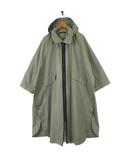 コート モッズ風 ロングコート ジップアップ フード ラグランスリーブ M 38 セージグリーン 美品
