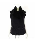 クリッツィア KRIZIA POI イタリア製 フェイクムートン ベスト ジレ ウエストベルト L 48 黒 ブラック 美品