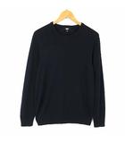 ユニクロ UNIQLO エクストラファイン メリノ クルーネック セーター ニット ウール 長袖 L 紺 ネイビー 美品