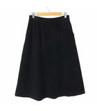 ランズエンド LANDS' END スカート コーデュロイ フレア ロングスカート ストレッチ S 黒 ブラック