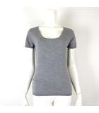 ニット セーター ウール Uネック ストレッチ 半袖 M 38 グレー