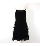 イマージュ iMAGE ドレス キャミワンピース ベロア カシュクール 切替 レース フリル レイヤード ひざ丈 XL 13 黒 ブラック 大きいサイズ