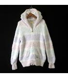 ジェラートピケ gelato pique もこもこ Wジップ パーカー パステル ボーダー ロゴ 刺繍 フード ストレッチ 長袖 F マルチカラー