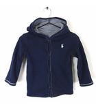 ポロ ラルフローレン POLO RALPH LAUREN カーディガン フードパーカー リバーシブル ロゴ 刺繍 60-70cm 紺 ネイビー 白