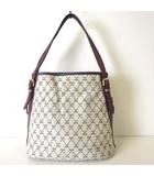 サザビー SAZABY バッグ ショルダーバッグ トートバッグ モノグラム ジャガード ロゴ キャンバス レザー ベージュ ボルドー かばん 鞄 カバン