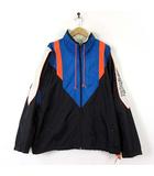 リーボック Reebok 希少 90’S ヴィンテージ ナイロン ジャケット ブルゾン 古着 ジップアップ ロゴ 刺繍 オーバーサイズ XL 青 ブルー 黒 ブラック オレンジ レア