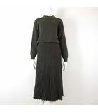 コラージュ ガリャルダガランテ COLLAGE GALLARDAGALANTE ニット ワンピース ロング プリーツスカート 長袖 モックネック F ダークカーキ