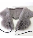 アグ UGG ムートン ティペット 毛皮 ショール 本革 ムートンレザー F グレー 美品 リアルファー