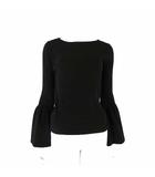 ダイアグラム グレースコンチネンタル Diagram GRACE CONTINENTAL ニット セーター ベルスリーブ ウール 長袖 リブ袖フレア ニットトップ S 36 黒 ブラック