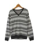 ムッシュニコル monsieur NICOLE ニット セーター フェアアイル柄 接結 二重編み ウール Vネック 長袖 M 46 マルチカラー