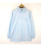 ルチアーノバレンチノ LUCIANO VALENTINO ポロシャツ 千鳥格子 配色 ロゴ 刺繍 ポケット 長袖 3L 水色 オフ白 大きいサイズ 美品