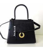 アンクライン ANNE KLEIN バッグ 2way ハンドバッグ ショルダーバッグ 本革 レザー メタルチャーム 黒 ブラック ゴールド かばん 鞄 カバン