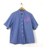 ユニフォームエクスペリメント uniform experiment 22SS シャツ ボタンダウン 半袖 BIG B.D SHIRT ストライプ ロゴ プリント M 1 青 ブルー 白 ホワイト ピンク UE-220029 国内正規品