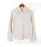 エフデ ef-de シャツ ブラウス ストライプ コットン 長袖 L 11 オフ白 ベージュ