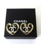 シャネル CHANEL F23C ピアス ハート ココマーク ラインストーン ゴールドカラー クリア ケース付 ブランド アクセサリー