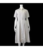 バーバリー BURBERRY ワンピース ロング シャツワンピース コットン 半袖 ピンストライプ S 7 白 ホワイト ベージュ 国内正規品