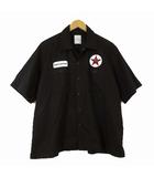 ユニフォームエクスペリメント uniform experiment 24SS シャツ ワークシャツ S/S WORK SHIRT 半袖 ロゴ 刺繍 S 1 黒 ブラック UE-240012