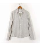 フランク&アイリーン Frank&Eileen シャツ ブラウス 長袖 スキッパー 麻 リネン 100% ストライプ柄 S グレーベージュ オフ白 国内正規品 221070053-1110