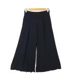 ユニクロ UNIQLO ジャージー フレア パンツ ガウチョ イージー タック 落ち感 とろみ ストレッチ M 紺 ネイビー