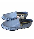 ザラ ZARA スリッポン ローファー モカシン MOCASIN PIEL SOFT 本革 レザー 38 ライトブルー 水色 24.5cm 美品 タグ付 くつ 靴 シューズ