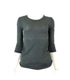 センソユニコ Senso unico カットソー Tシャツ 7分袖 5分袖 シフォン 薄手 ストレッチ L 40 カーキグレー