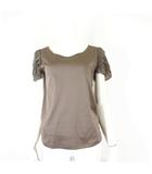 ロペ ROPE トップス カットソー 異素材 ティアード フリル 半袖 XL EX-2 グレージュ モカ