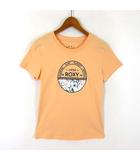 ロキシー ROXY Tシャツ カットソー SUNRISE SURF ロゴ クルーネック コットン 半袖 S オレンジ マルチカラー