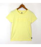 ロキシー ROXY Tシャツ カットソー エンボス ロゴ クルーネック コットン 半袖 S 黄 イエロー