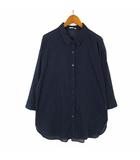 シネマクラブ CINEMACLUB 8分袖 チュニック シャツ ブラウス シアー コットン ドロップショルダー 7分袖 LL 紺 ネイビー 大きいサイズ