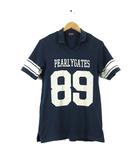 ポロシャツ シャツ ゴルフウエア カレッジ柄 ロゴ ナンバー ヴィンテージ プリント M 4 紺 ネイビー 国内正規品