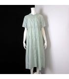 エヘカソポ サマンサモスモス ehka sopo SM2 ワンピース シャツワンピース フラワー 花柄 オープンカラー ロング フレア 半袖 F ミントグリーン ホワイト