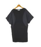 アドーア ADORE ワンピース チュニック シルク ポンチ 異素材 切替 ストレッチ ドルマンスリーブ 5分袖 半袖 S-M 36 黒 ブラック